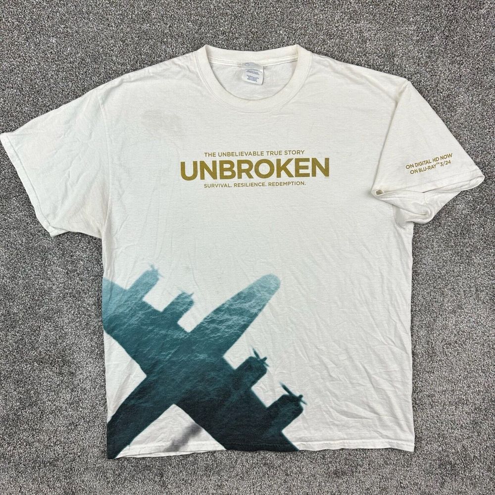 Vintage Y2K Unbroken‎ Shirt Adult XL White Movie Promo War Survival Redemption